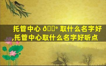 托管中心 💮 取什么名字好,托管中心取什么名字好听点
